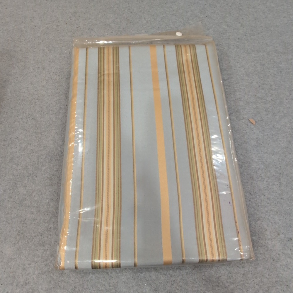 Rodeo Home Table Cloth Rectangular Striped Moss Aqua Tan Seats 6-8 New - Picture 3 of 3